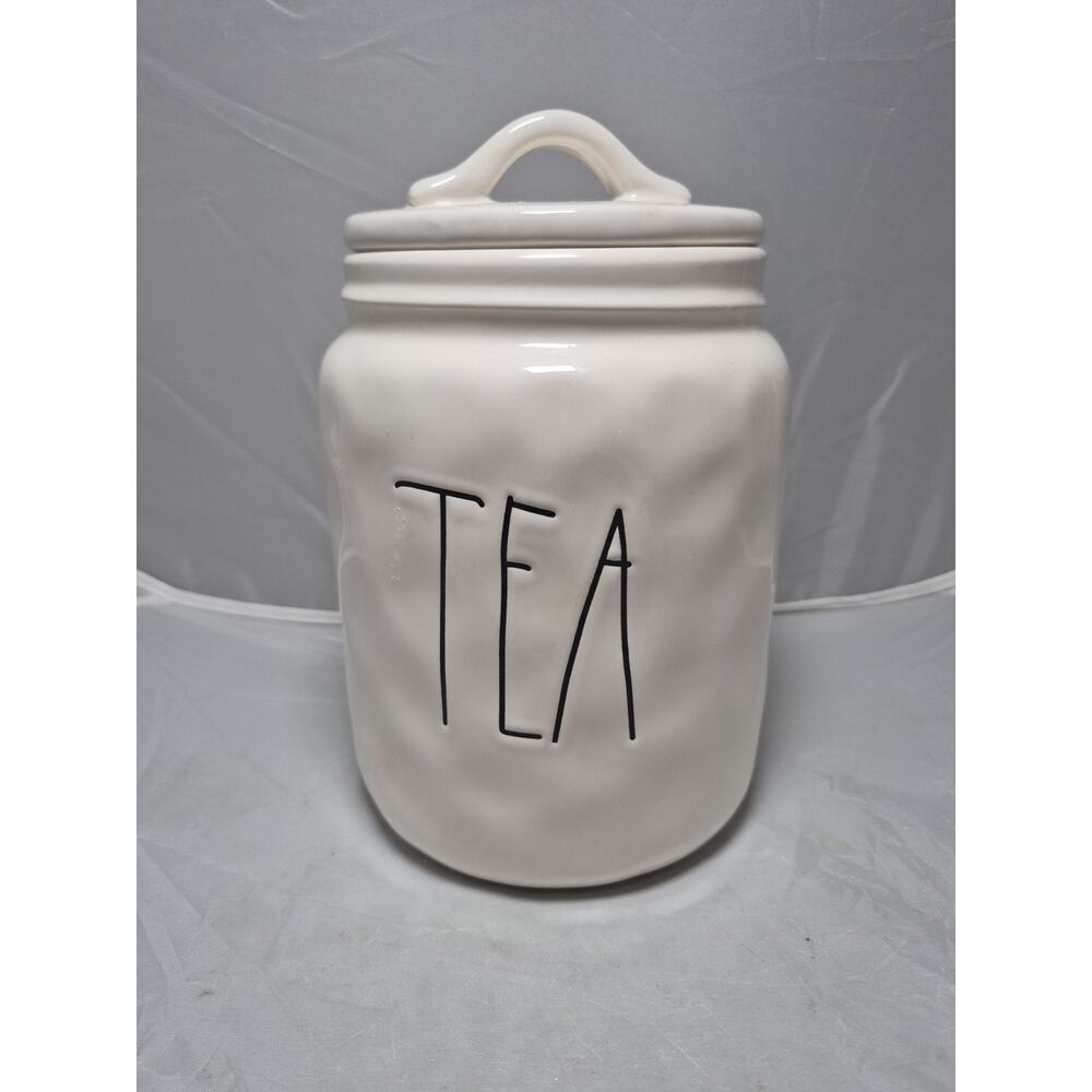 💥 Rae Dunn Artisan Collection by Magenta White Ceramic Tea Canister With Lid